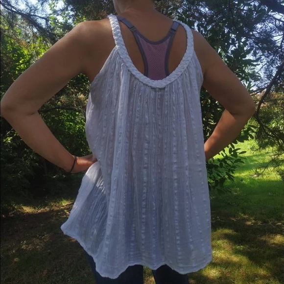Vintage Greek white gauze top. BOHO gauze sleeveless blouse. One size - Picture 3 of 5